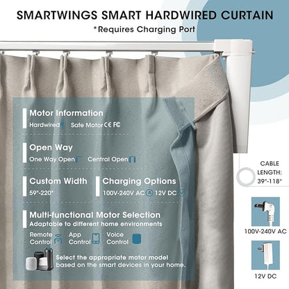 SmartWings Automatic Curtain Opener with Drapery, Motorized Vertical Blinds with Remote, Electric Closet Doors Sliding Panels Compatible with Alexa Google Homekit, 90% Blackout Milky Coffee