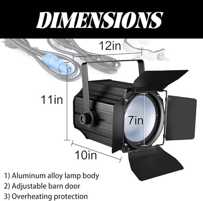 COB Stage Lights with Barn Doors, COB Par Light 200W LED RGBW 4in1, DMX512 Master-Slave Sound DJ Lighting Spotlight Fresnel for Church Concert Wedding (4-Colors Style, 1)
