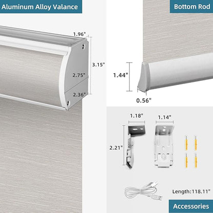 SmartWings Motorized Roller Shades Work with Homekit, 100% Blackout Smart Blinds for Windows, Cordless Remote Control Window Shades, Essential Cream, Customized Size