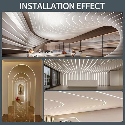 10 Pack LED Channel with Milky White Diffuser 6.6FT/2M Plaster-in Aluminum Drywall U Shaped Trimless Recessed Track for LED Strip, Flexible Led Profile 45 Degree Bendable