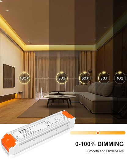 24V Dimmable LED Driver 120W AC 120V to DC 24 Volt Dimmable Lighting Low Voltage Transformers Compatible with Lutron & Leviton Dimmer Switches, 24V Power Supply for LED Strip Lights 2 Pack