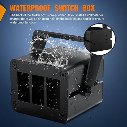 Nilight 3 Gang Rocker Switch Box 3 Holes Panel Detachable Installation Housing Waterproof Aluminum Rotatable Mount Bracket 12V 24V DIY Toggle Switches Voltmeter USB Socket for Boats Cars RVs Trucks
