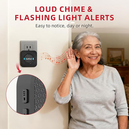 CallToU Wireless Caregiver Call Button Elderly Monitoring Alert Systems for Seniors 1 Plugin Receiver 2 Waterproof Transmitters