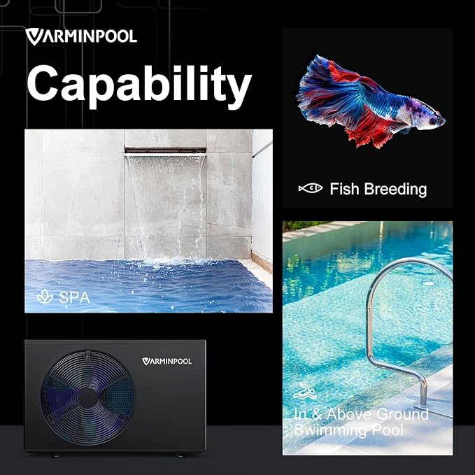 Electric Pool Heater, 30,000 BTU Pool Heat Pump for Above Ground Pools Up to 8000 Gallons, WiFi Control, Titanium Heat Exchanger, 120V, Smart Inverter