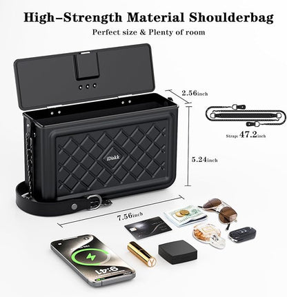 iDiskk Security Lock Box, Metal Safe Box with Anti-Theft with Fingerprint and Password Unlocking, MFi Certification Compatible with Find My App (iOS Only) Ideal for Secure Storage of Valuables