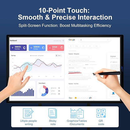 49" FHD Smart Board | Interactive Digital Whiteboard for Classroom, Office & Home | 8GB+64GB, Wireless Screen Mirroring from Android 12, Advanced Touch Annotation, Live Streaming (Board Only)