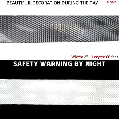 Non Fading Silver Reflective Tape 2 inch Wide, Outdoor Waterproof Safety Adhesive Stickers, High Visibility Industrial Marking Tape (68 feet)