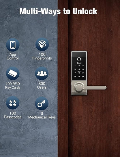 Smart Lock Doorbell Fingerprint Smart Door Lock Deadbolt for Homeowners or Parents Door Lock with Camera and Door Handle for Renters, Keyless Entry Door Lock for Front Door (Contour Bronze)