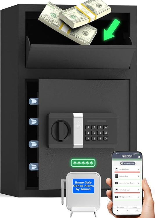 FORFEND Smart Home Safe | WiFi Safe Box App Lock/Alarm | Voice Command, Kidnap Alarm, Tamper Detect, Frozen Mode, Sub Account| Digital Safe Anti Theft