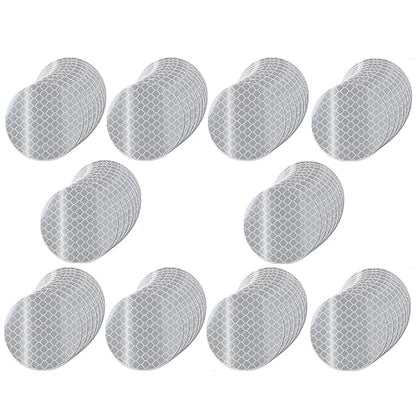 Non Fading White Reflective Stickers 1-inch Diameter Round Reflector, Outdoor Waterproof High Visibility Warning Adhesive Tape (100 Pcs)
