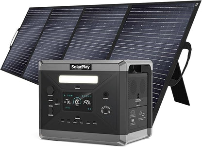 SolarPlay 2400W/2160Wh Portable Power Station, Solar Generator with 400W Solar Panel, Emergency Power Station for Home Backup, Camping, Outdoor Battery Backup
