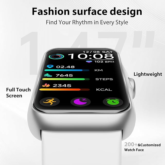 Fitness Tracker with 24/7 Continuous Heart Rate, Blood Oxygen Monitor, Smart Watch with Sleep Monitor, IP68 Waterproof Activity Tracker Step Counter for Women Men