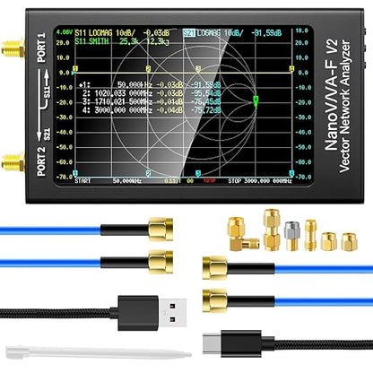 AURSINC Upgraded NanoVNA-F V2 Vector Network Analyzer 50KHz-3GHz HF VHF UHF VNA Antenna Analyzer, 4.3inch Touchscreen, 5000mAh Battery, Measuring S-Parameters, SWR, Phase Delay, Smith Chart