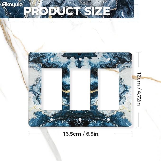 Luxurious Blue and Gold Marble Wall Plate Acrylic Wall Plate Cover Switch Plate Cover Light Switch Cover Switch Cover Decorative 3 Gang Toggle Outlet Covers Switch Cover