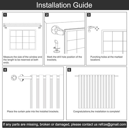 Refrze Industrial Blackout Curtain Rod, 34-48 Inch, 1 Inch Diameter, Heavy Duty, Adjustable, Wrap Around, Black