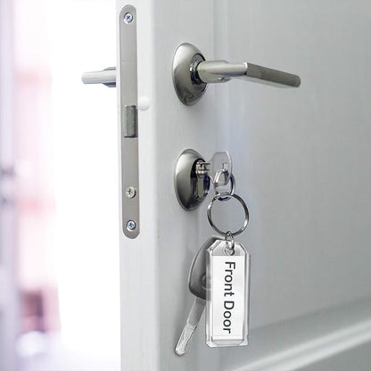 Premium Key Tag 3” Slip-Slot Plastic Heavy Duty (Clear Crystal Color) (36 Pack) (Label and Ring included) (Made in USA)