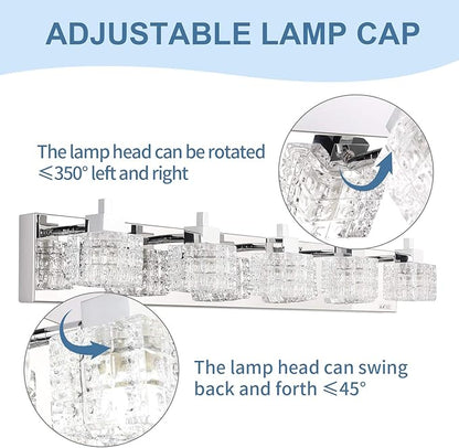 TRLIFE Bathroom Light Fixture, Modern Bathroom Lights Over Mirror 5-Lights Vanity Light, 32inches Crystal Glass Vanity Lights