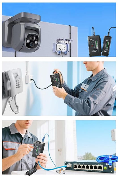 NF-468CS Network Cable Tester - Ethernet Tester, Cable Mapper with Continuity Test, Suitable for RJ45/RJ11/RJ12/POE/CAT3/CAT5/CAT5E/CAT6/CAT6A, UTP/STP, LAN and Telephone Line Testing Tool