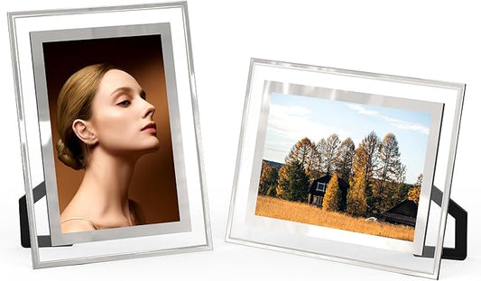 4x6 Picture Frames Set of 2, Desktop Clear Glass Photo Frame Horizontal or Vertical Display for Landscape, Portrait, Wedding, Pet Photos