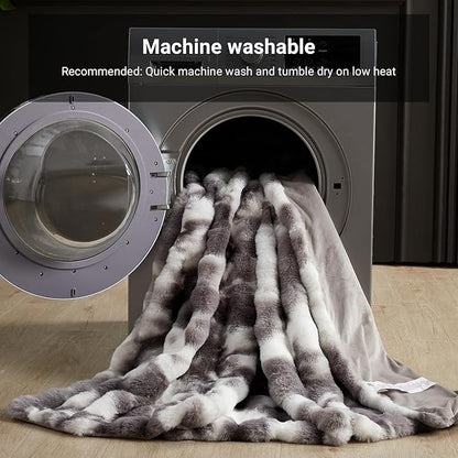 SAPHREAS Faux Fur Throw Blanket for Couch, Fluffy Fuzzy Bubble Blanket for Sofa Bed Living Room, Decor Soft Cozy Gifts for Women Men, 50x60” Tie Dye Grey