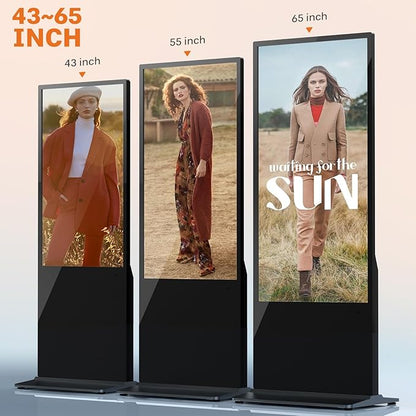HLEC 55'' Indoor Floor-Standing Digital Signage Interactive Display, 4K Touchscreen Advertising Display LCD Kiosk, Commercial Android Smart System, CMS Software, HDMI/USB Input＆Out/WiFi(4+64G)