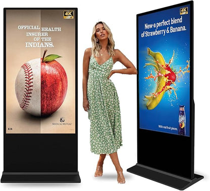 65 in Digital Signage Display, 4k Floor Standing LCD Touch Interactive Display Screen,with WiFi USB/App Software Input Digital Totem Auto Ad Player Android 14 (4+64G)