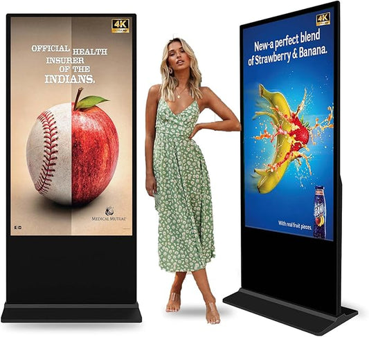65 in Digital Signage Display, 4k Floor Standing LCD Touch Interactive Display Screen,with WiFi USB/App Software Input Digital Totem Auto Ad Player Android 14 (4+64G)