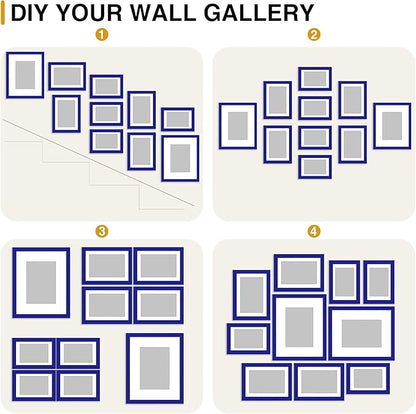 decorUhome Picture Frames Collage Wall Decor for Photo Gallery Display, Assorted Picture Frames set of 10 Including Two 8x10 / Four 5x7 / Four 4x6 for Family Wall Decor, Royal Blue, 10 Pack