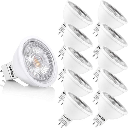 5W MR16 LED Landscape Light Bulbs, Low Voltage 12V 50W Halogen Replacement for Outdoor Landscape Spotlight and Indoor Track Light, GU5.3 Bi-Pin Base, Warm White 2700K, Non-Dimmable (Pack of 10)