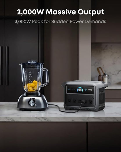 Anker SOLIX C1000 Gen 2 Portable Power Station with 200W Bifacial Solar Panel, 2,000W (Peak 3,000W) Solar Generator, Full Charge in 49 Min, 1,024Wh LiFePO4 Battery