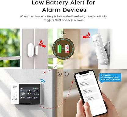 Home Alarm System,Wireless Security System with Touch Screen DIY Kit,Remote & Phone App Control,WiFi+GSM/4G Door/Motion Sensors Compatible with Alexa for Apartment,Kids Safety,Office NO Monthly Fees