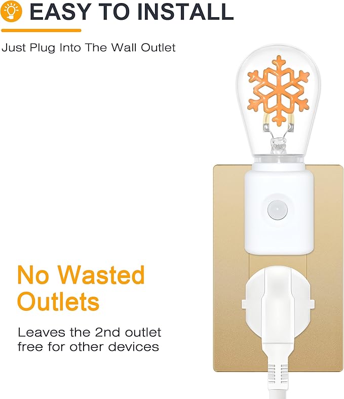 LED Night Light Plug in, Motion Sensor Night Light for Kids, Amber Nightlight, Motion Activated Night Lights for Bathroom, Hallway, Holiday Christmas Decoration, 1-Pack
