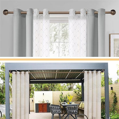 Industrial Curtain Rods 18 to 144 in,Blackout Curtain Rod,Adjustable Length,1 in Diameter Pipe,with Aluminium Finials (Antique Brass, 18” to 144”)