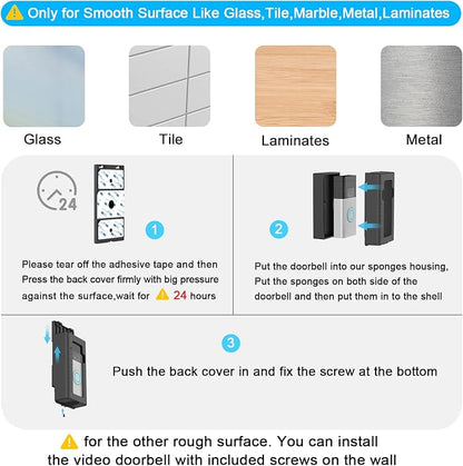 BFYTN Adhesive Mount Compatible with for Video Doorbell No-Drill Mounting Bracket Cover Holder Not Block Doorbell Sensor