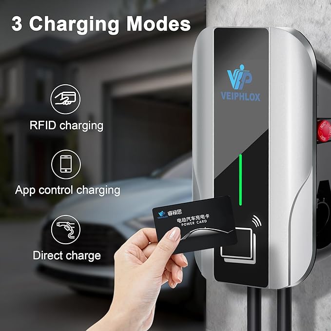 Level 2 EV Charger 40 Amp, EV Chargers for Home, Electric Car Charger w/ RFID Card, Smart Electric Vehicle Charging Stations, EVSE with App, Wi-Fi and Bluetooth Enabled J1772– GEN 2
