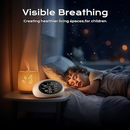 18 in 1 Air Quality Monitor Indoor, Portable CO2 Detector for CO2, Temperature (°F), Humidity, VOC, PM2.5, PM1.0, PM10 & Time Display, 【Dual Chip & High Accuracy】Air Quality Tester for Home