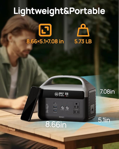 DaranEner Portable Power Station with Foldable Solar Panels 40w, 300w Lifepo4 Battery 60W USB-C Pd, 192Wh Fast Recharge Home Backup Power Bank, Lightweight Solar Generator for Camping, Outdoor Travel