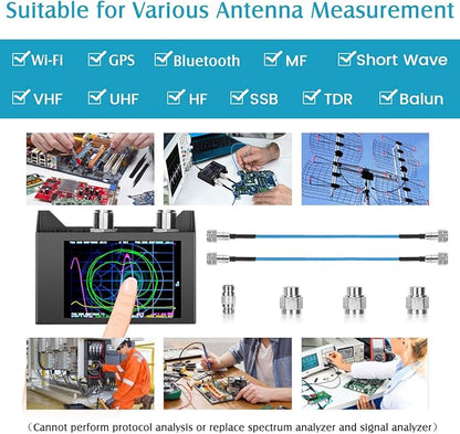 NanoVNA SAA-2N VNA Antenna Analyzer,SEESII 50KHz -3GHz Vector Network Analyzer with Bag & Testboard Kit,4" inch LCD,HF VHF UHF Measuring S Parameters, Voltage Standing Wave Ratio Smith Chart