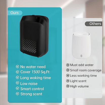 WiFi Smart Scent Air Machine for Home, App Control Waterless Essential Oil Diffuser, 1500 Sq.Ft Cold Air Diffusion System, 400ml Hotel Collection Diffuser for Large Room, Office (Black)
