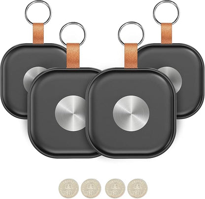 Air Tracker Tags-4 Pack, Item Finder Work for Find My APP (iOS Only), Worldwide Tracker for Keys, Bags Luggage, Suitcases and Wallet, Key Finder Locator with Sound, Replaceable Battery, Black