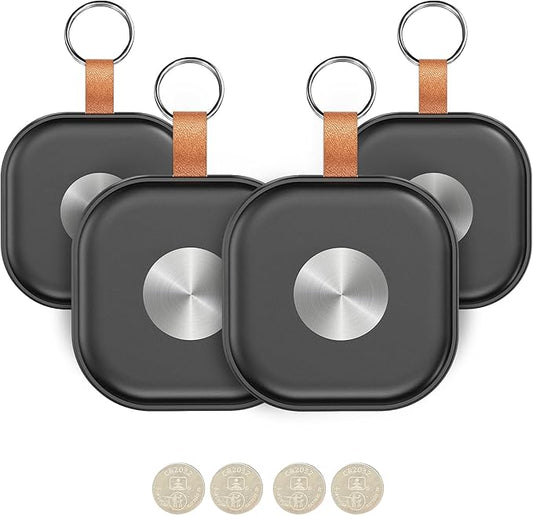 Air Tracker Tags-4 Pack, Item Finder Work for Find My APP (iOS Only), Worldwide Tracker for Keys, Bags Luggage, Suitcases and Wallet, Key Finder Locator with Sound, Replaceable Battery, Black