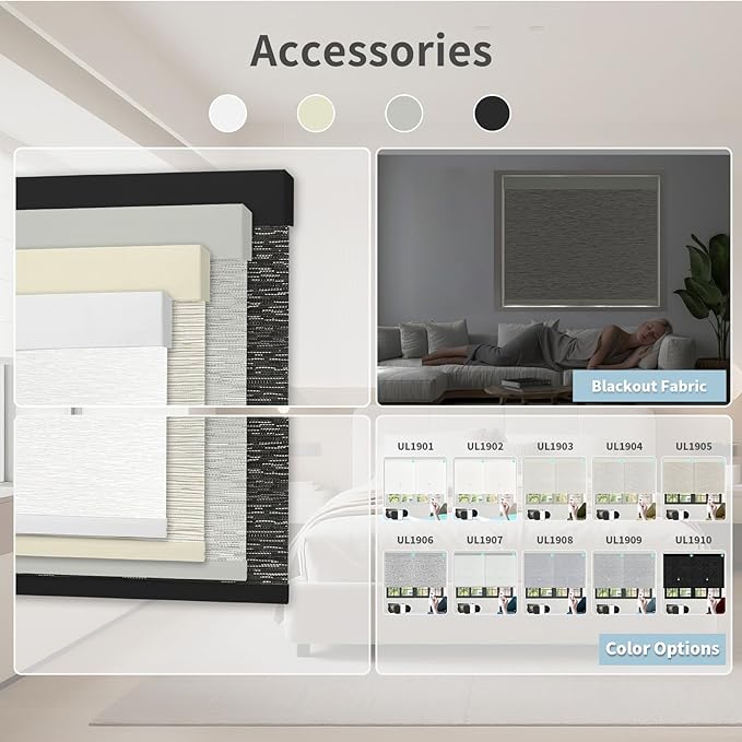 Motorized Blinds with Remote Custom Size Blackout Smart Roller Shades Compatible with Alexa Google, Electric Blinds for Windows