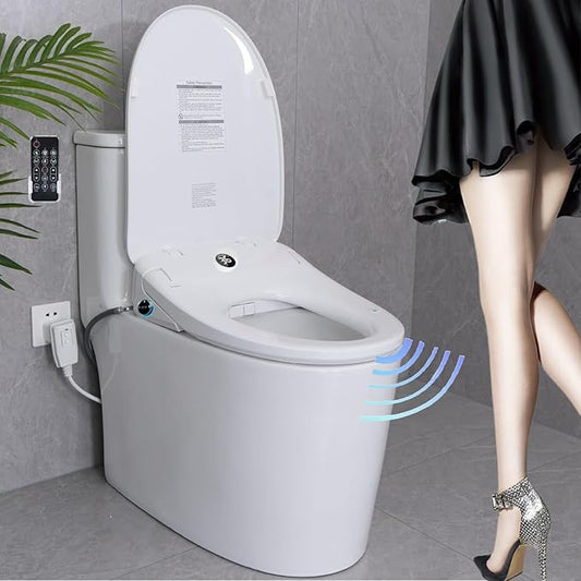 Electric Bidet Toilet Seat, Auto Open/Close Lid & Seat with Radar Sensor, Unlimited & Filtered Warm Water, 8 Modes Spa Wash, Warm Air Dryer, Heated Seat, 10-year warranty. (TB-51E, Round)