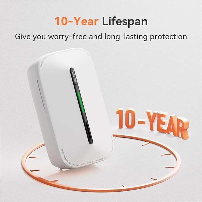 Jemay Carbon Monoxide Detectors Plug in,10 Year Battery Co Alarm with Low Battery Alarm & Breathing Light, Portable CO Detector Monitor for Travel,RV, Rental Property, 2 Packs