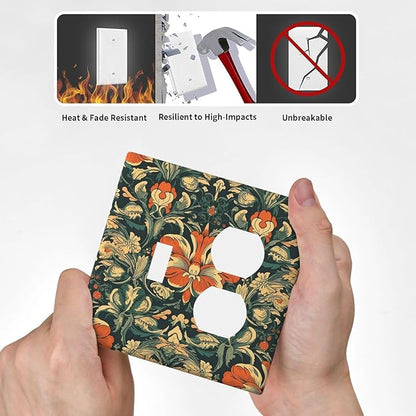 Wallplates William Morris Abstract Floral Plant Pattern Orangeyellowgreen 1 Toggle 1 Duplex Switch Plate Electrical GFCI Faceplate Decorative Light Switch Covers for Bedroom living Room