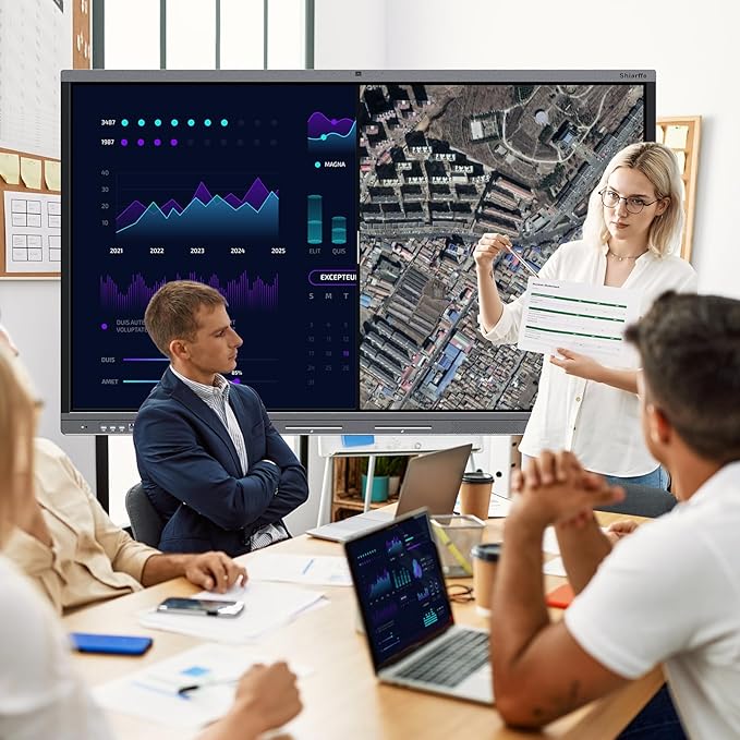 Shiarffe X5 Pro 4K 86 Inch Smart Board with Portable Stand, Google EDLA-Certified Digital Whiteboard, Touchscreen Interactive Display Built-in Camera for Classroom Office Hybrid Work Home, Android OS