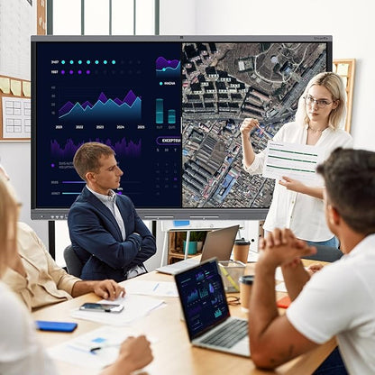 Shiarffe X5 Smart Board 4K Interactive Whiteboard EDLA-Certified All-in-One Touchscreen Digital Display Built-in 48MP Camera Mics and Speaker for Classrom Hybrid Work