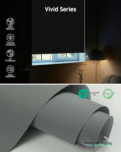 Yoolax Motorized Blinds with Remote, Smart Blinds for Windows Blackout Automatic Shades Compatible with Alexa Remote Control Roller Window Shades with Valance, Custom Size (V-Pigeon Grey)