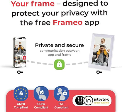 Frameo 10.1 Inch Smart WiFi Digital Photo Frame,Digital Picture Frame Wi-Fi with 32GB Storage & SD Slot, Electronic Picture Frame IPS Touch Screen with Auto-Rotate, Frameo Digital Frame WiFi -White