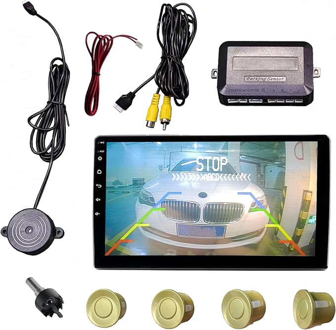 LCD Parking Sensor Kit - Displays Data on Original Screen, Easy Rear Installation, Compatible with All Camera Formats (AHD, CVBS), 18 Probe Colors to Match Any Vehicle